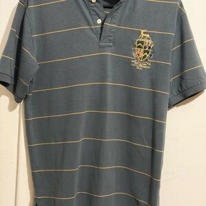 Ralph Lauren Green Polo with Yellow Stripes and Embroidered Crest